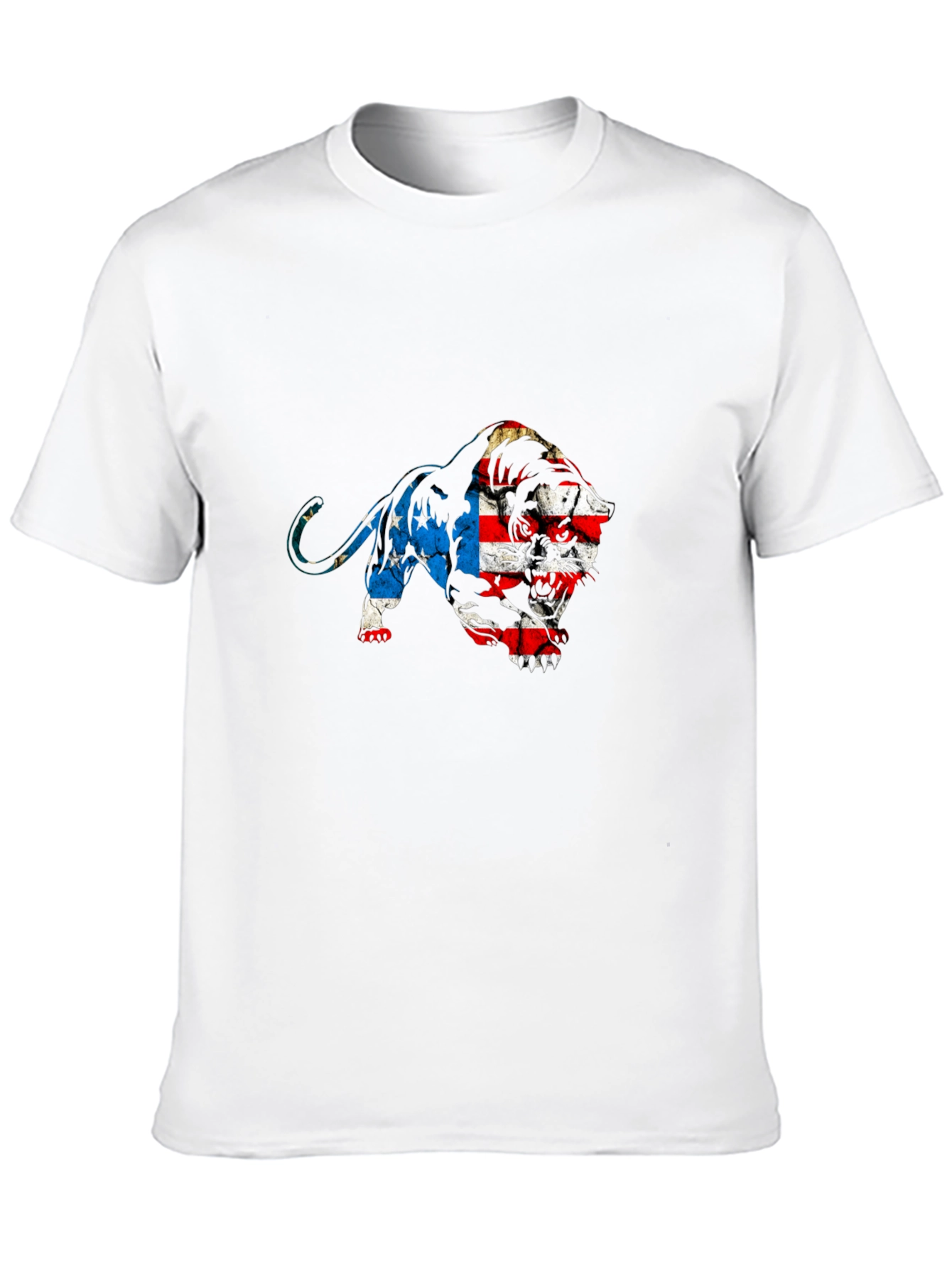 American Flag Lion Graphic Tee - Black