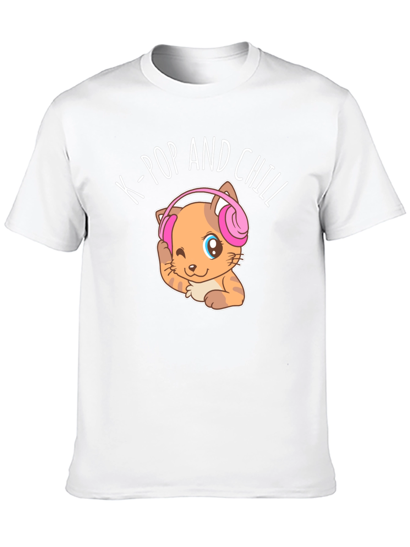 K-Pop and Chill Cat Graphic Tee