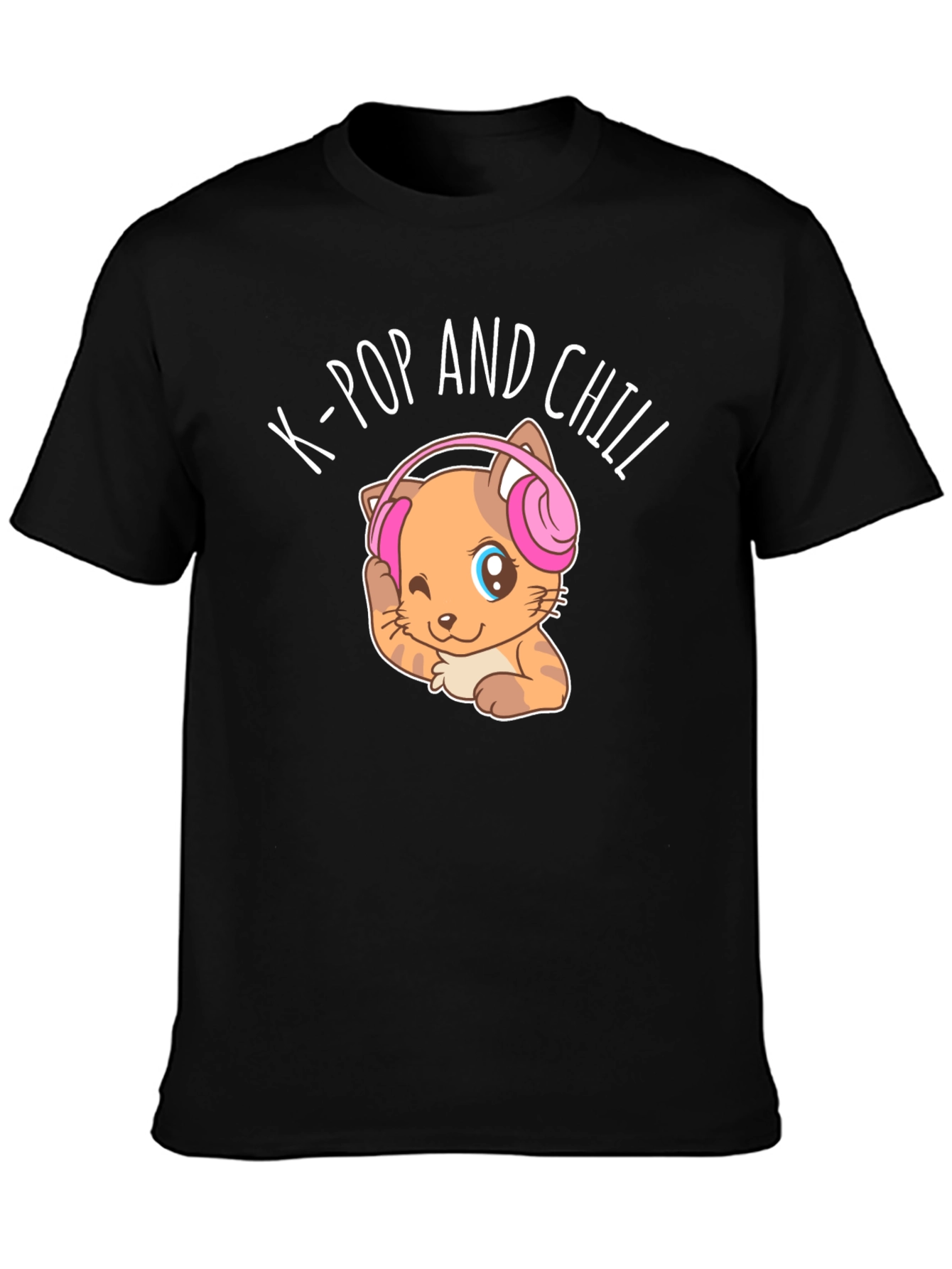 K-Pop and Chill Cat Graphic Tee