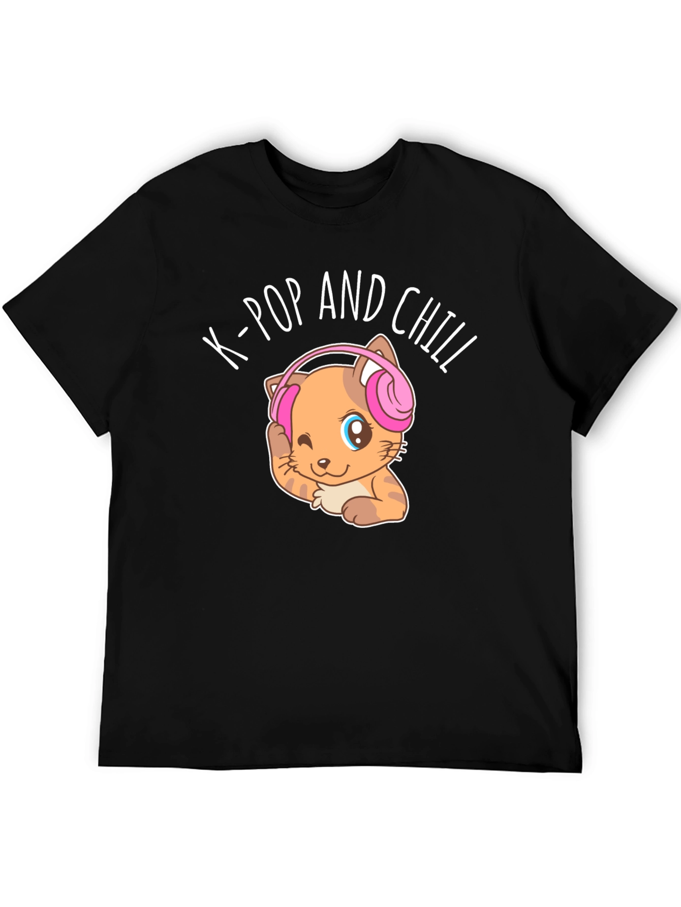 K-Pop and Chill Cat Graphic Tee