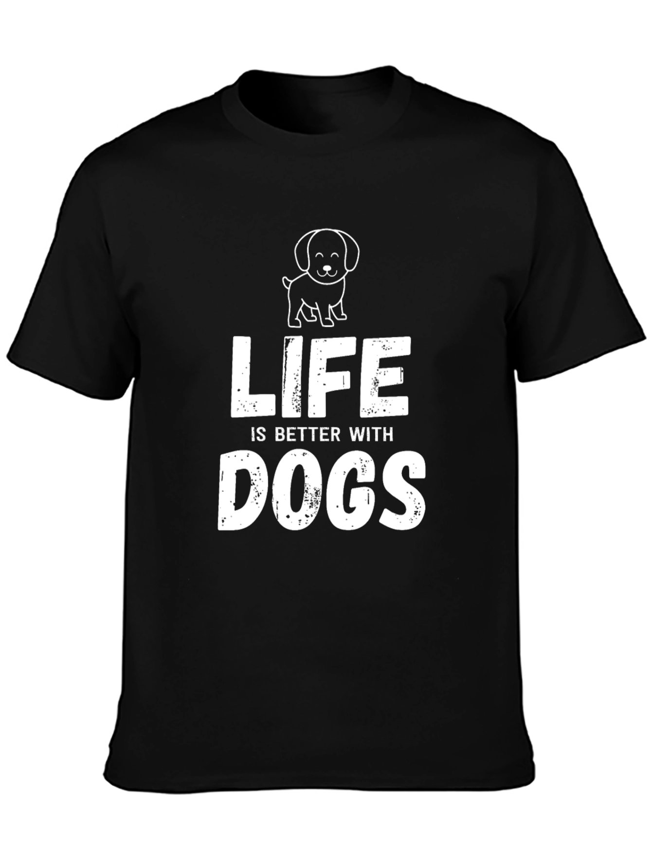 Life is Better with Dogs Black T-Shirt