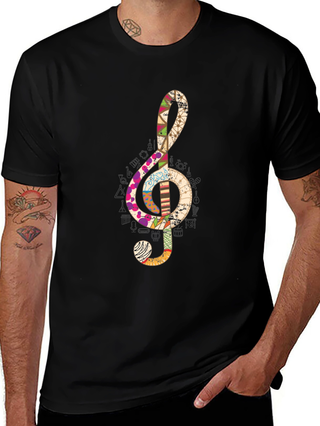 Treble Clef Graphic T-Shirt - Black