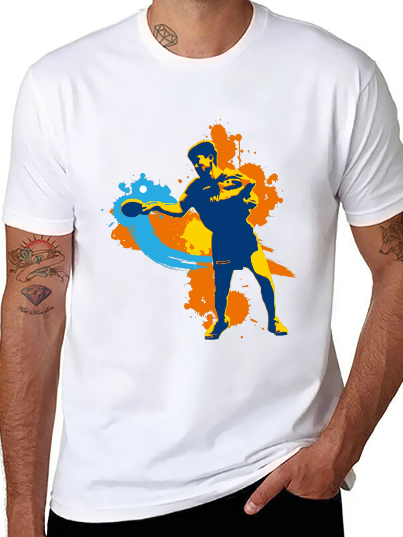 Ping Pong Player Graphic T-Shirt - Sporty Design