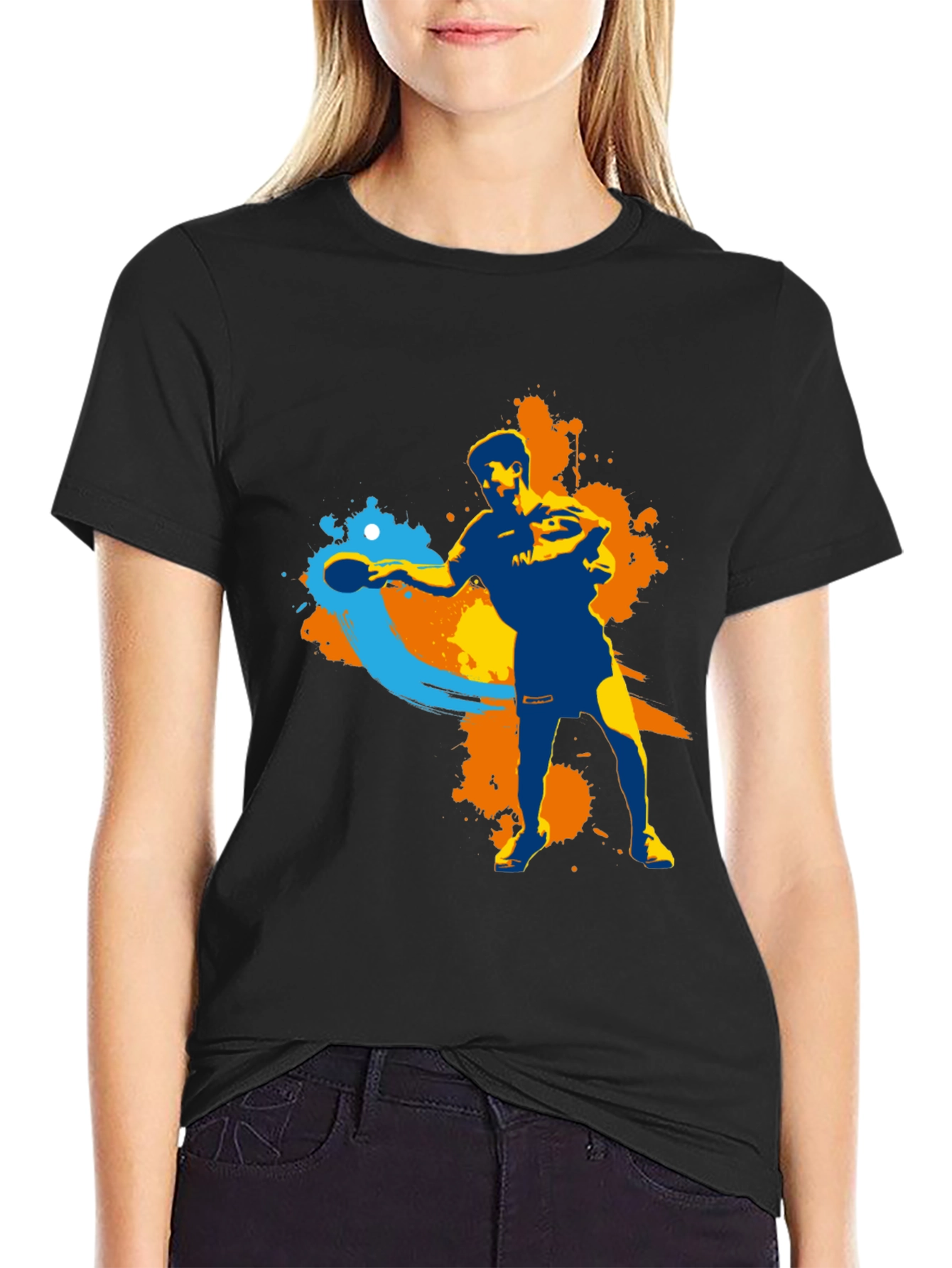 Ping Pong Player Graphic T-Shirt - Sporty Design