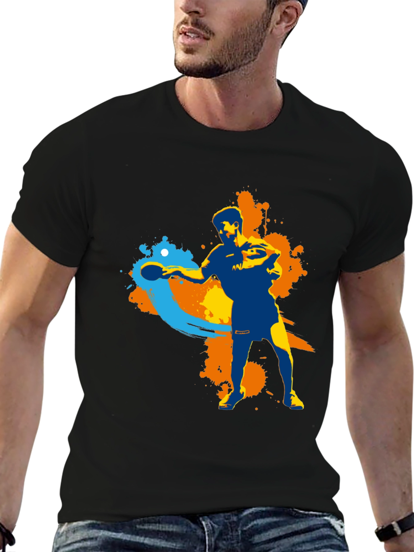 Ping Pong Player Graphic T-Shirt - Sporty Design