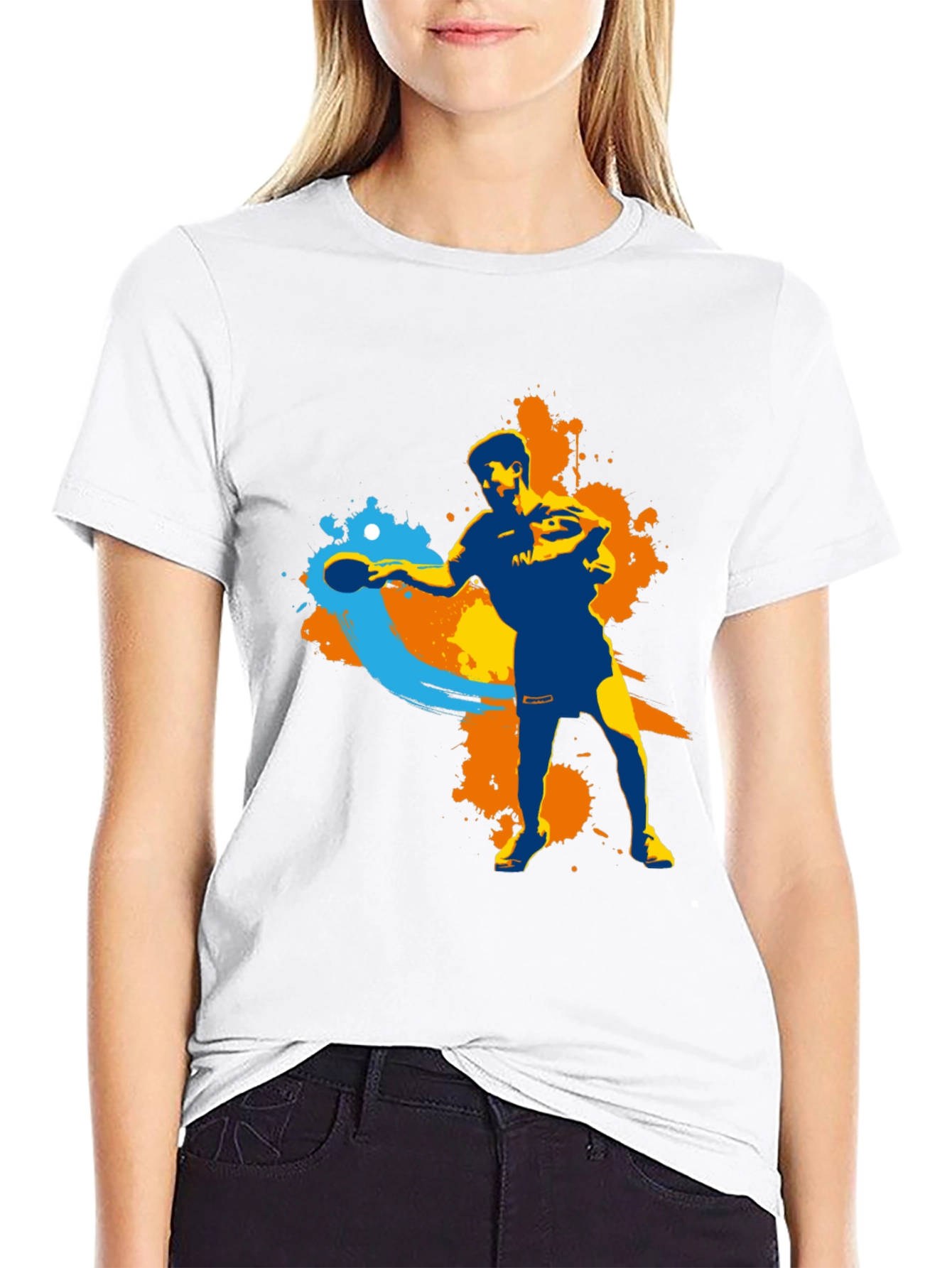 Ping Pong Player Graphic T-Shirt - Sporty Design