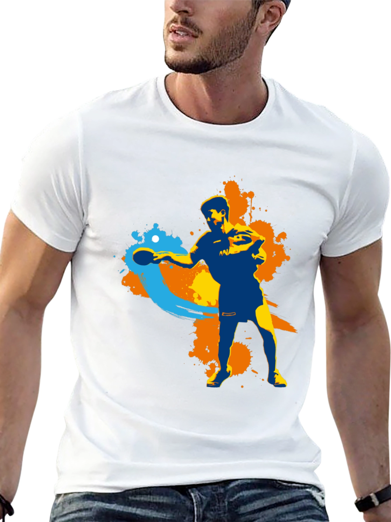 Ping Pong Player Graphic T-Shirt - Sporty Design