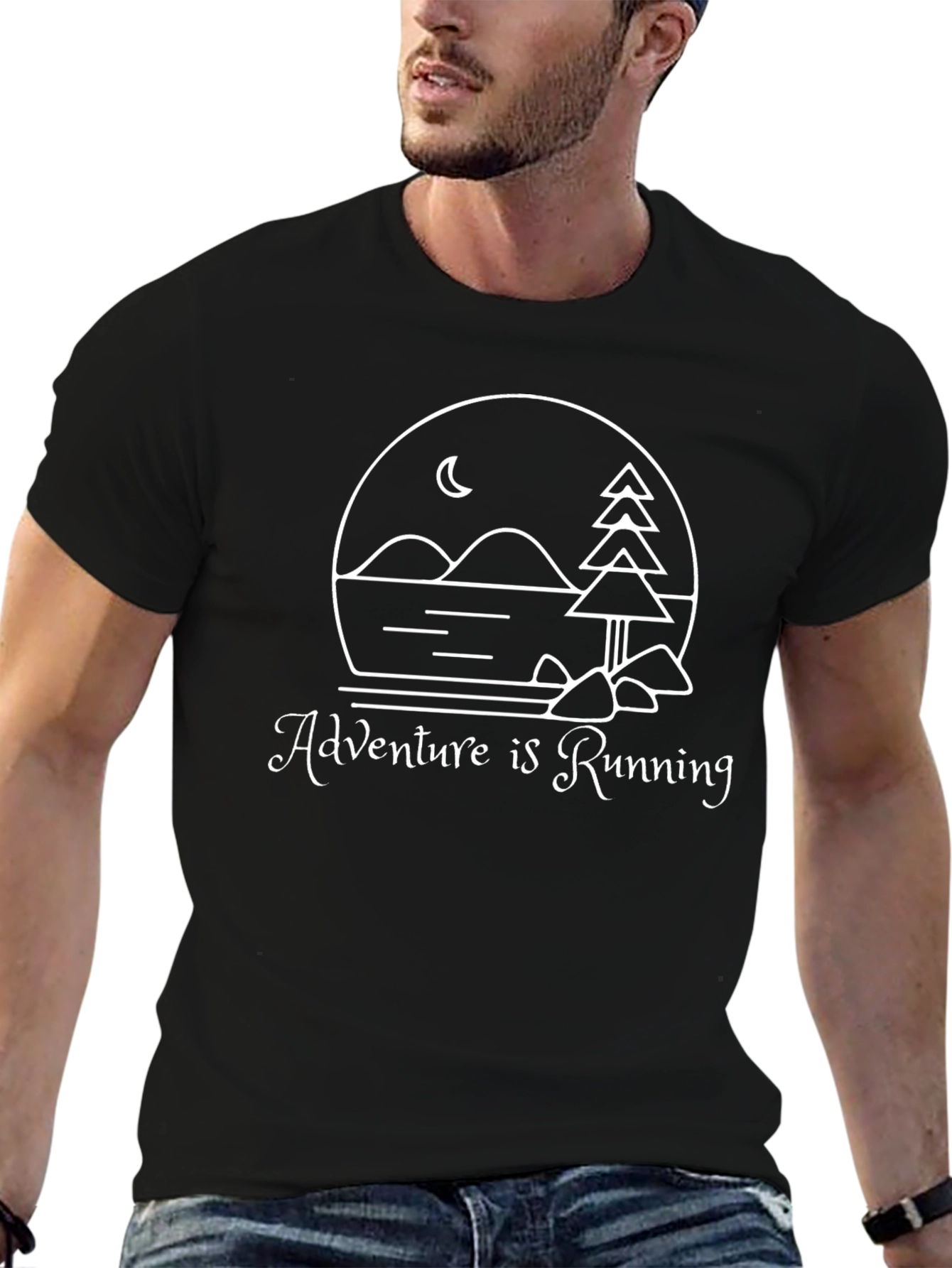 Adventure is Running Graphic Tee - Black
