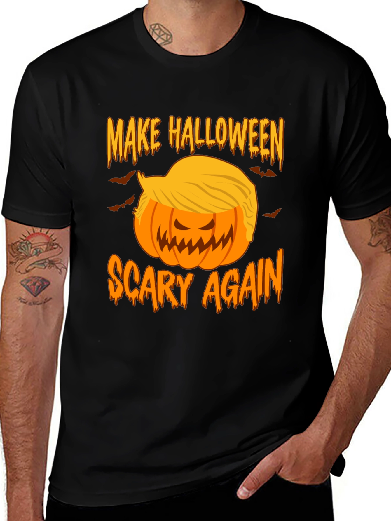 Make Halloween Scary Again - Funny Pumpkin T-Shirt