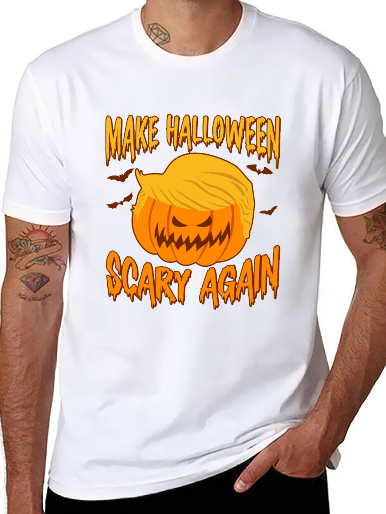 Make Halloween Scary Again - Funny Pumpkin T-Shirt