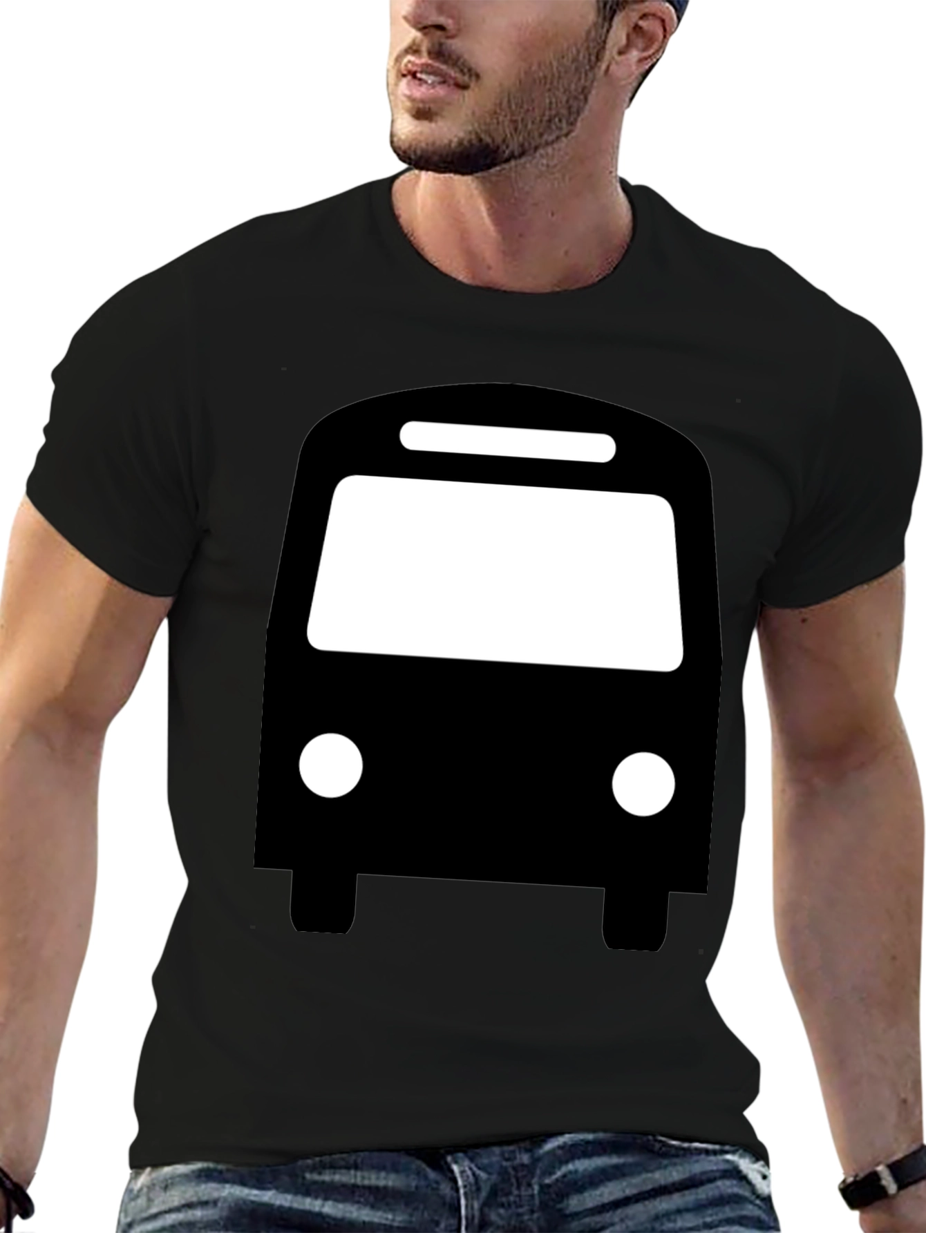 Bus Graphic T-Shirt - Black Cotton Tee