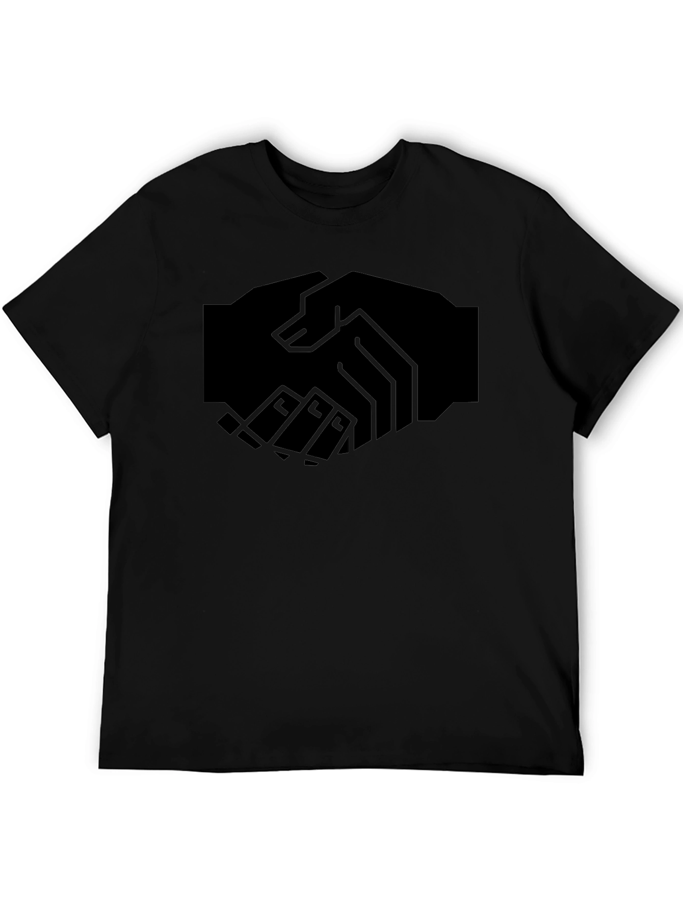Modern Handshake Graphic Black T-Shirt