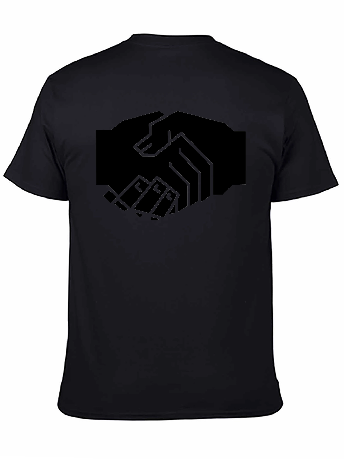 Modern Handshake Graphic Black T-Shirt