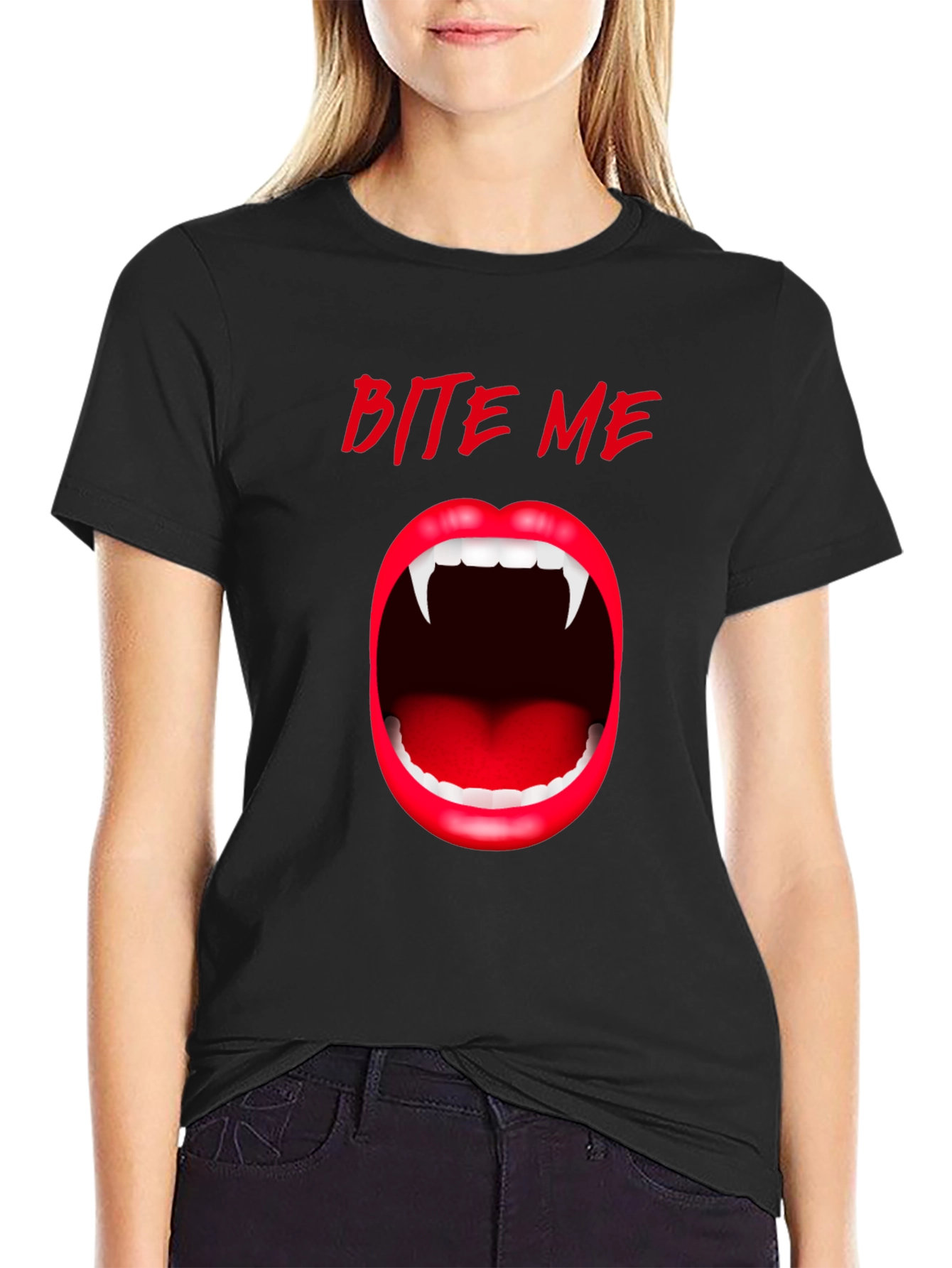 Bite Me Vampire Teeth Graphic Tee - Halloween