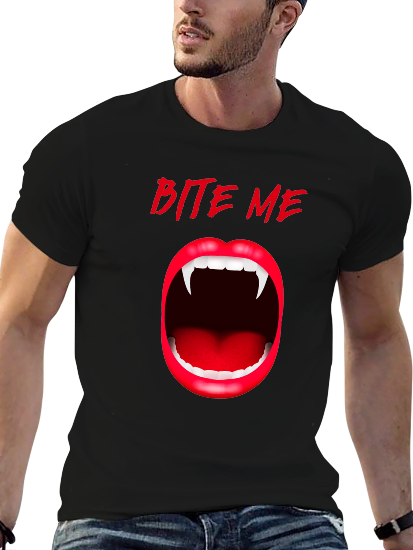 Bite Me Vampire Teeth Graphic Tee - Halloween