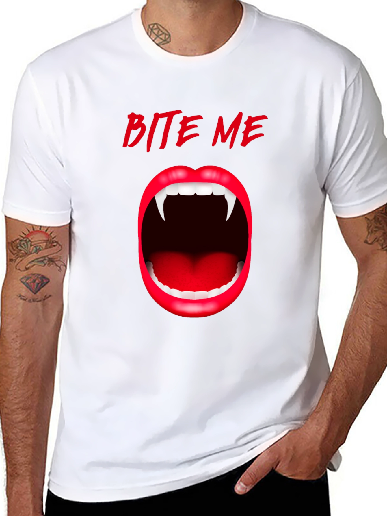 Bite Me Vampire Teeth Graphic Tee - Halloween