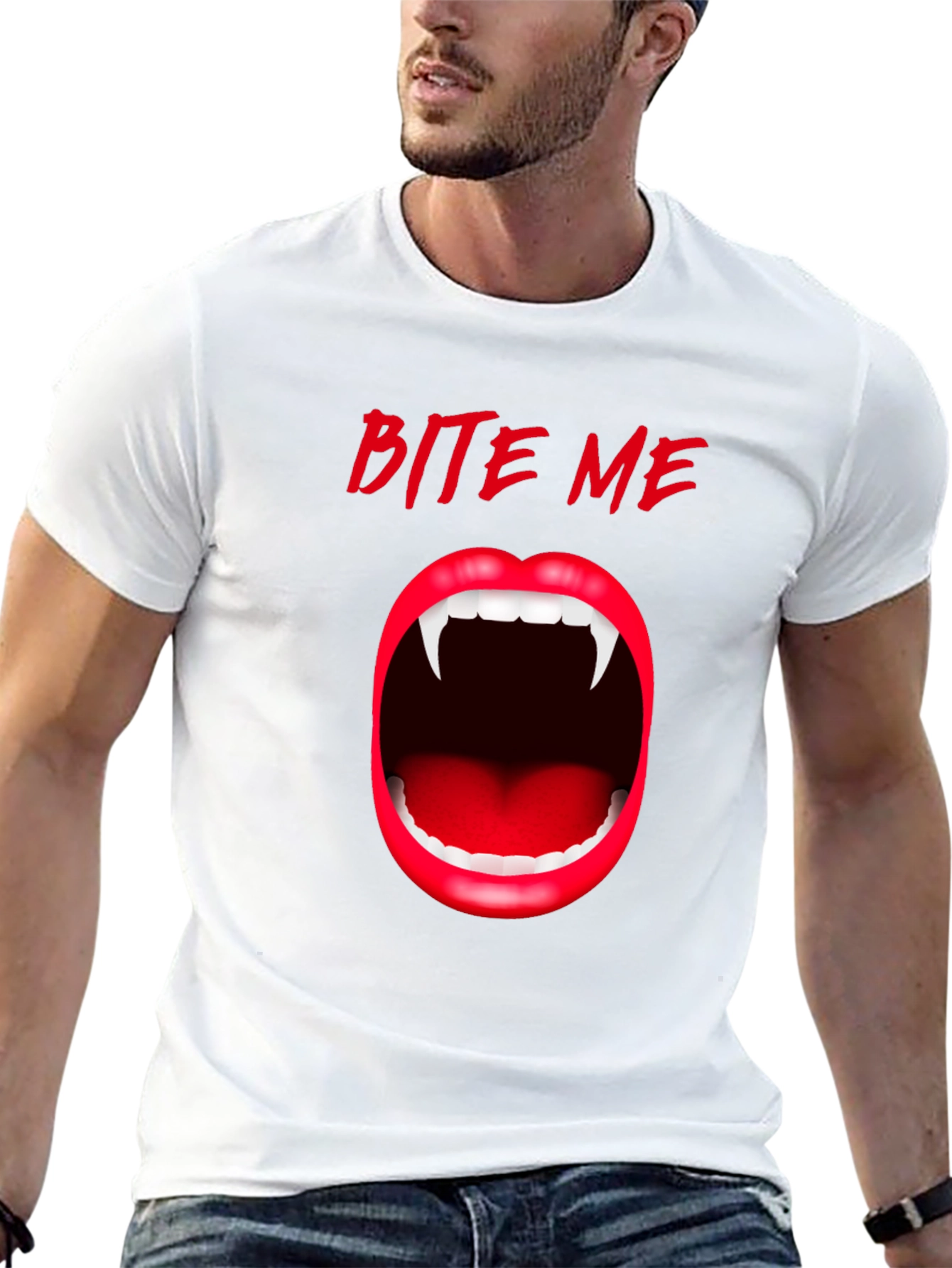 Bite Me Vampire Teeth Graphic Tee - Halloween