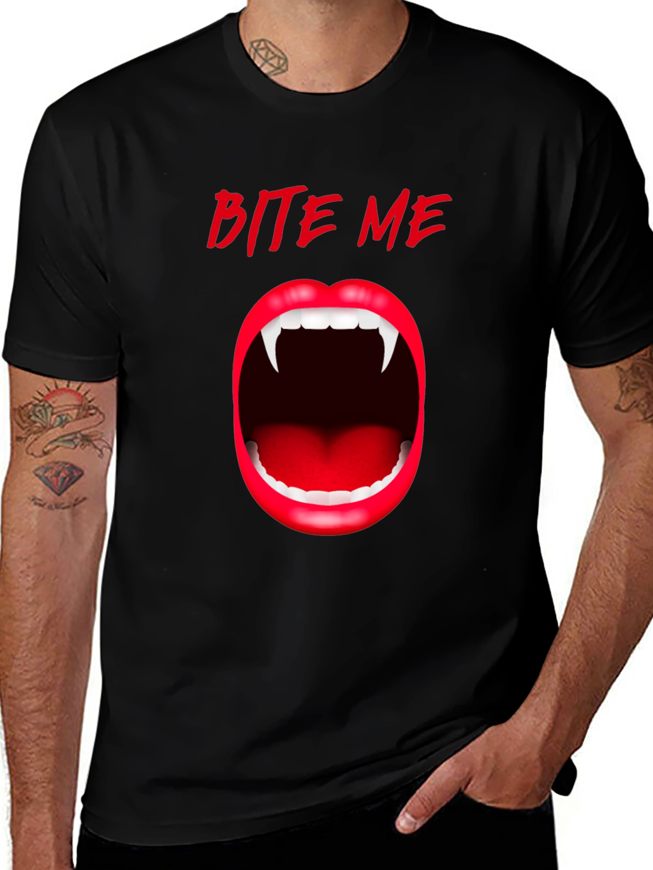 Bite Me Vampire Teeth Graphic Tee - Halloween
