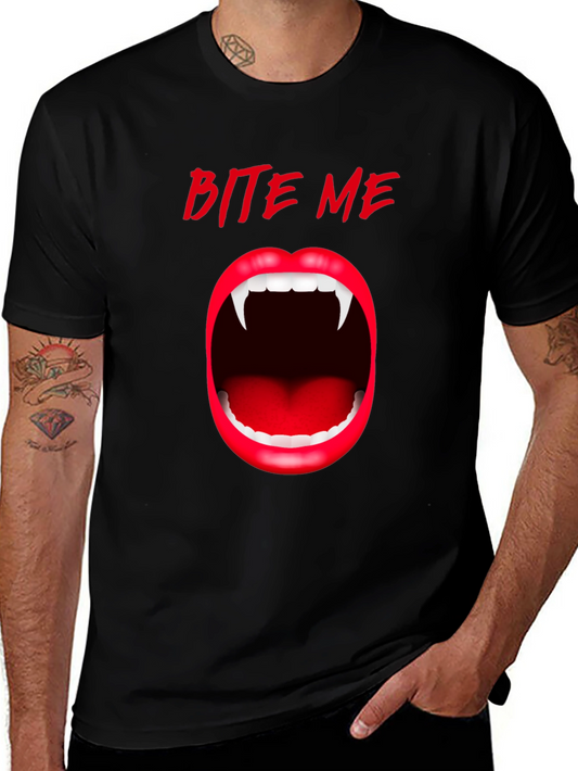 Bite Me Vampire Teeth Graphic Tee - Halloween