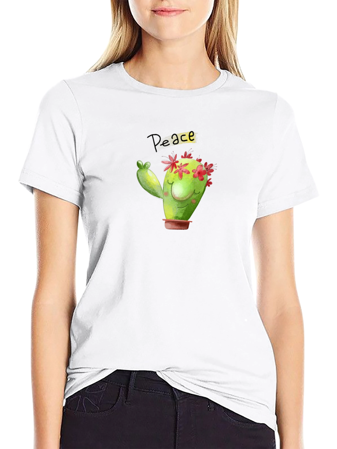 Peace Cactus T-Shirt - Cute Graphic Tee