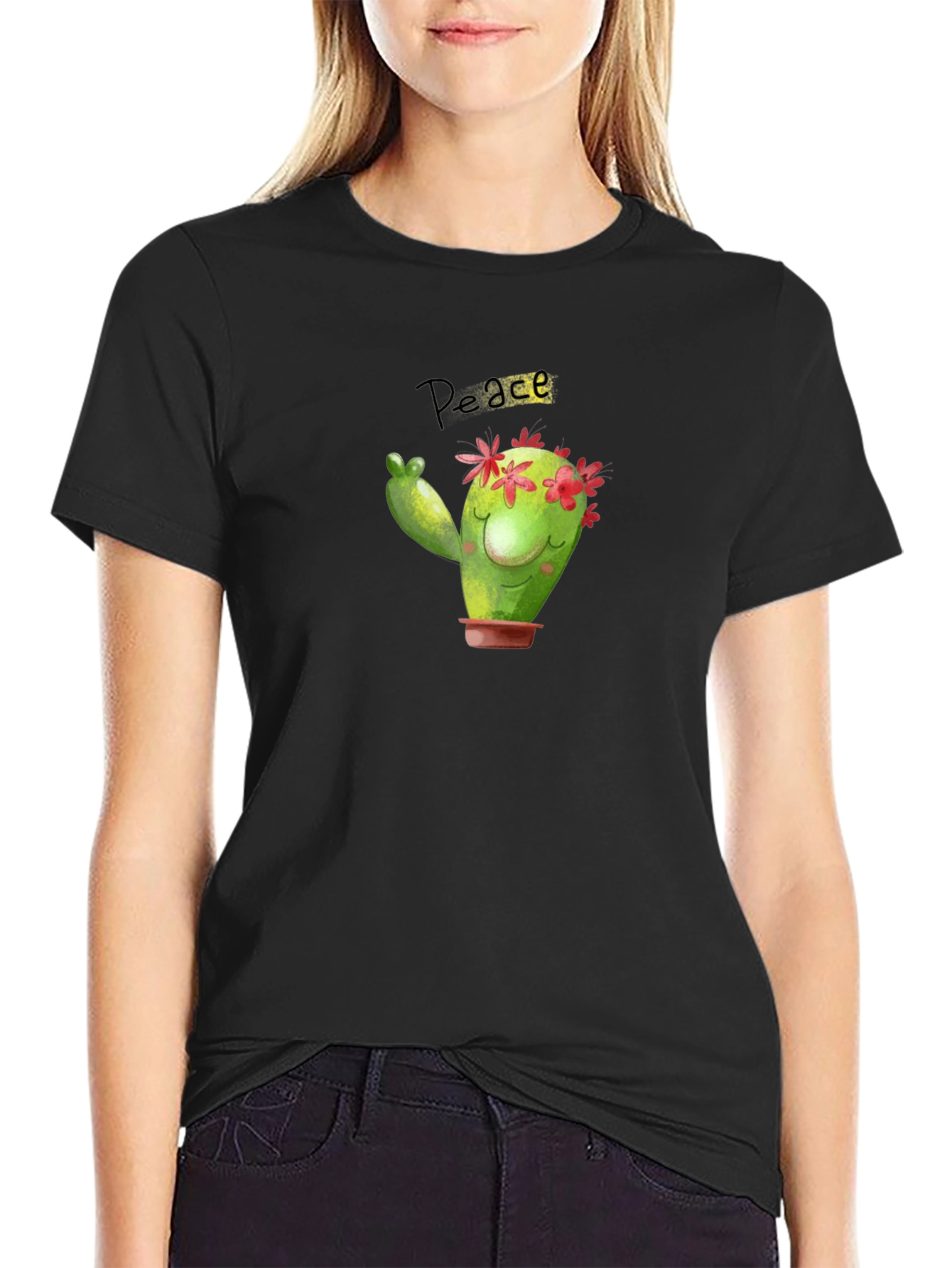 Peace Cactus T-Shirt - Cute Graphic Tee