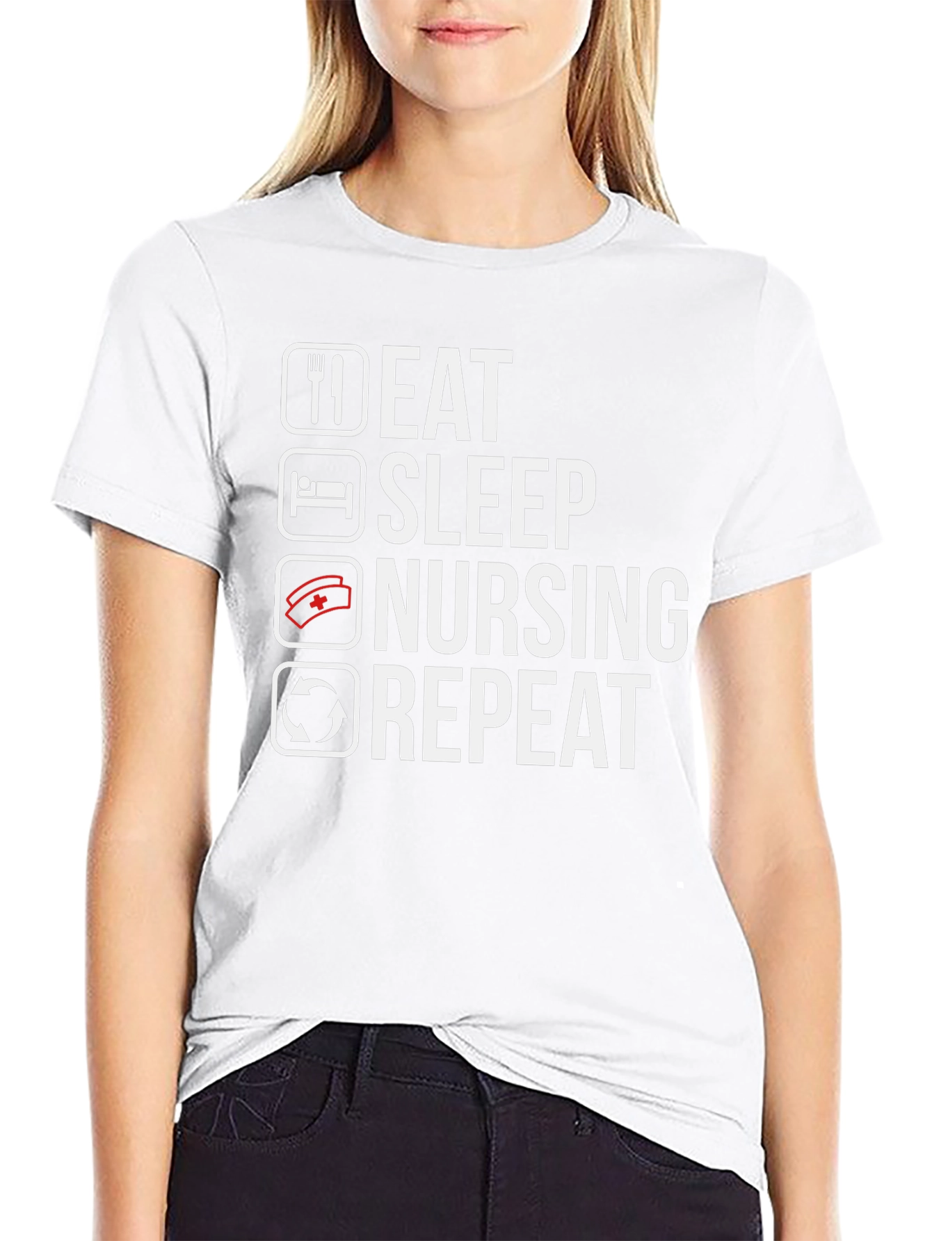 Eat Sleep Nursing Repeat Black T-Shirt