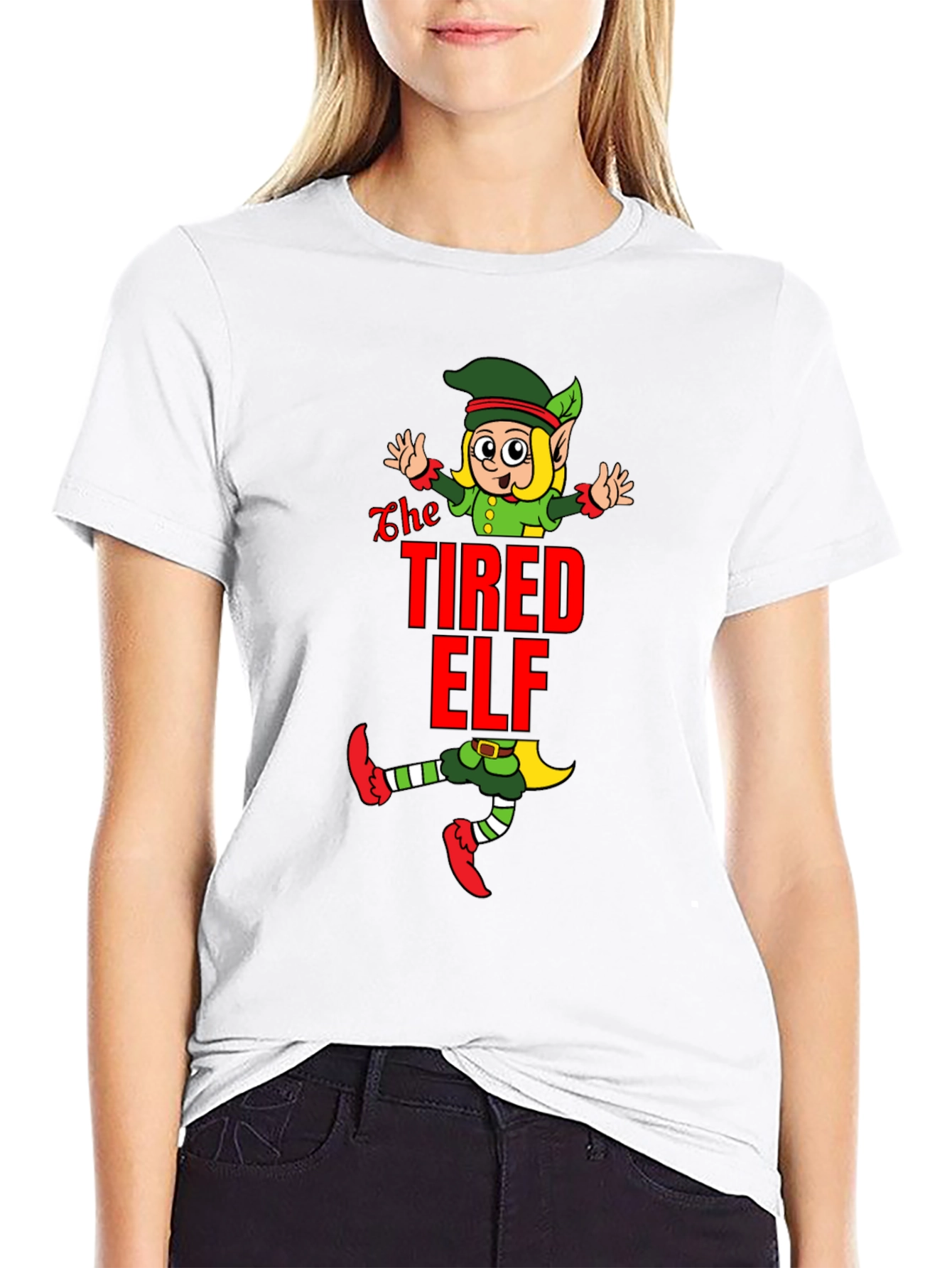 The Tired Elf Christmas T-Shirt - Funny Holiday Tee