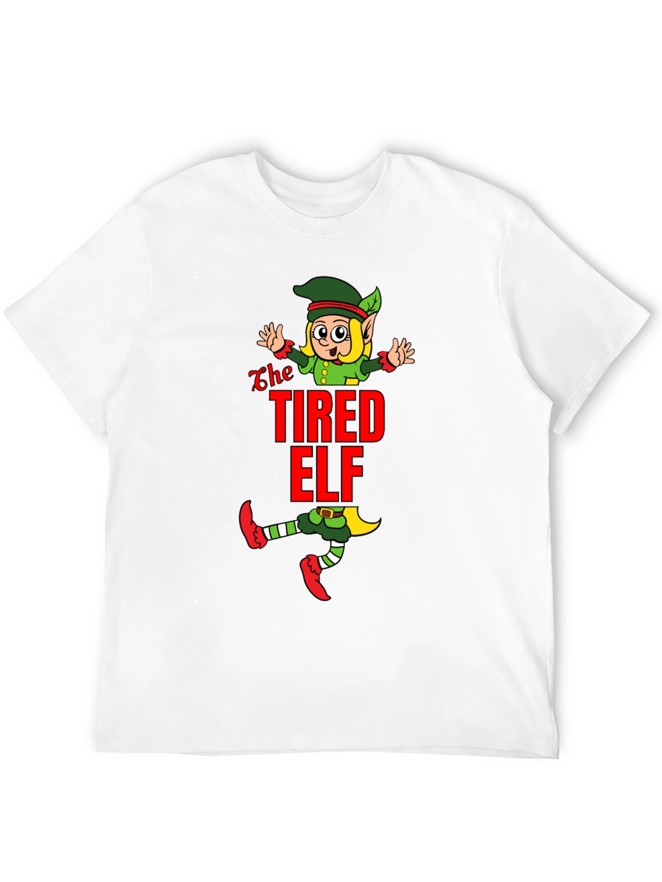 The Tired Elf Christmas T-Shirt - Funny Holiday Tee