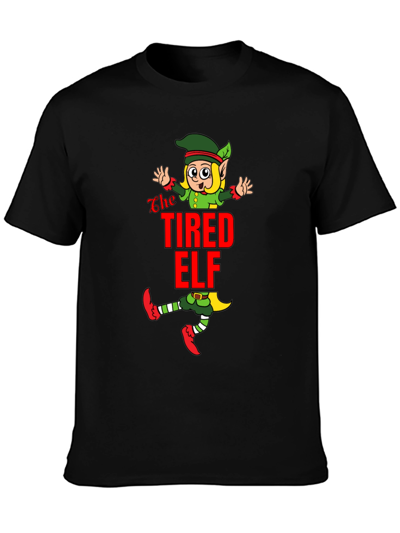 The Tired Elf Christmas T-Shirt - Funny Holiday Tee