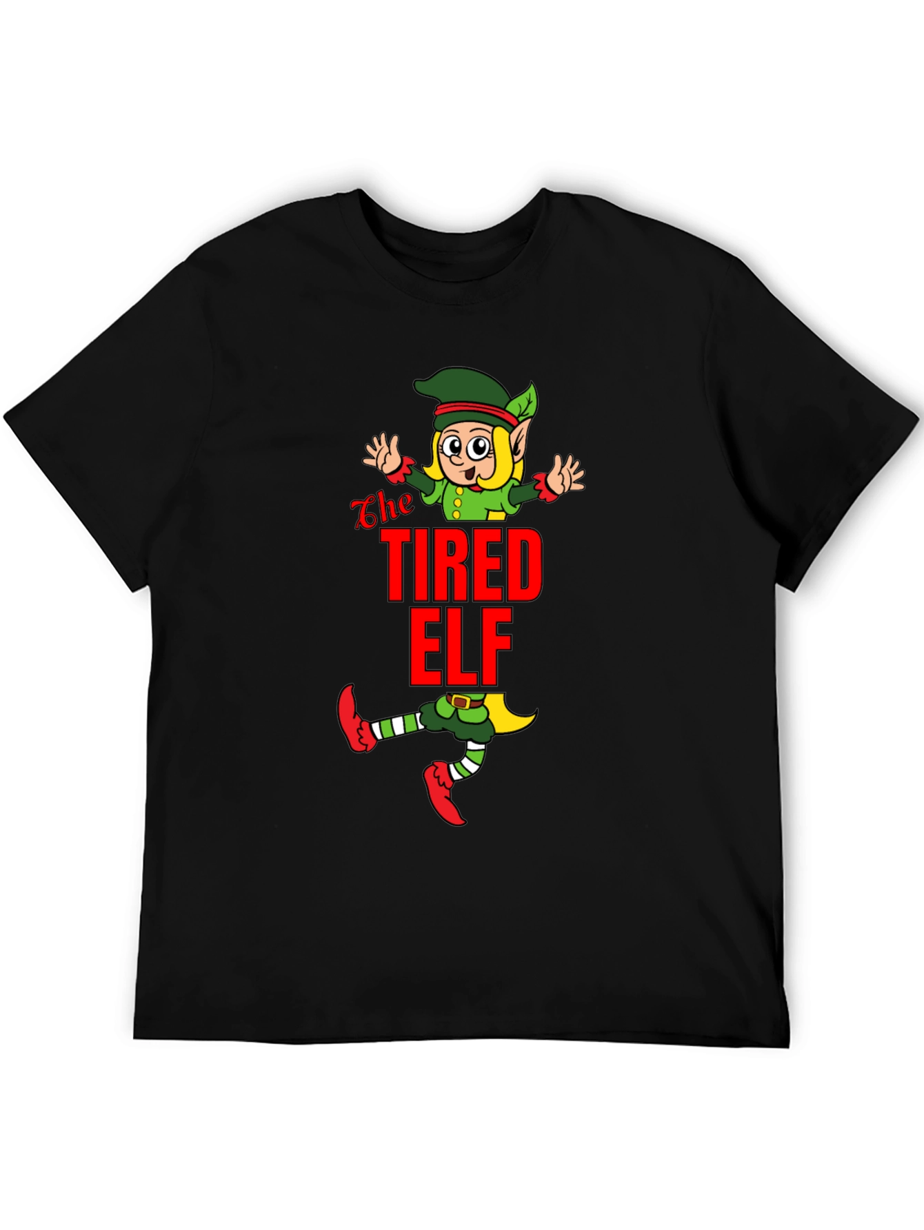 The Tired Elf Christmas T-Shirt - Funny Holiday Tee