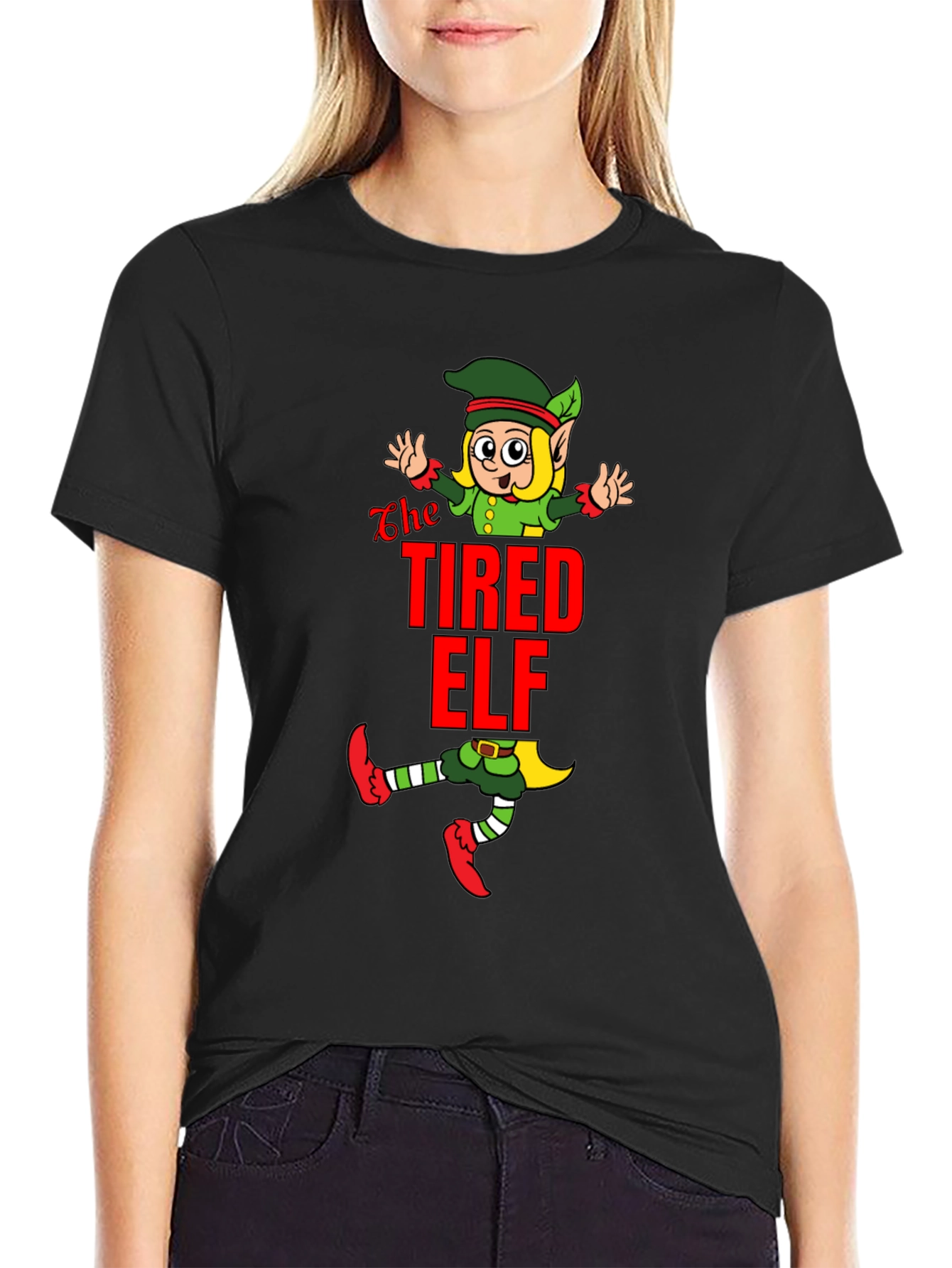 The Tired Elf Christmas T-Shirt - Funny Holiday Tee