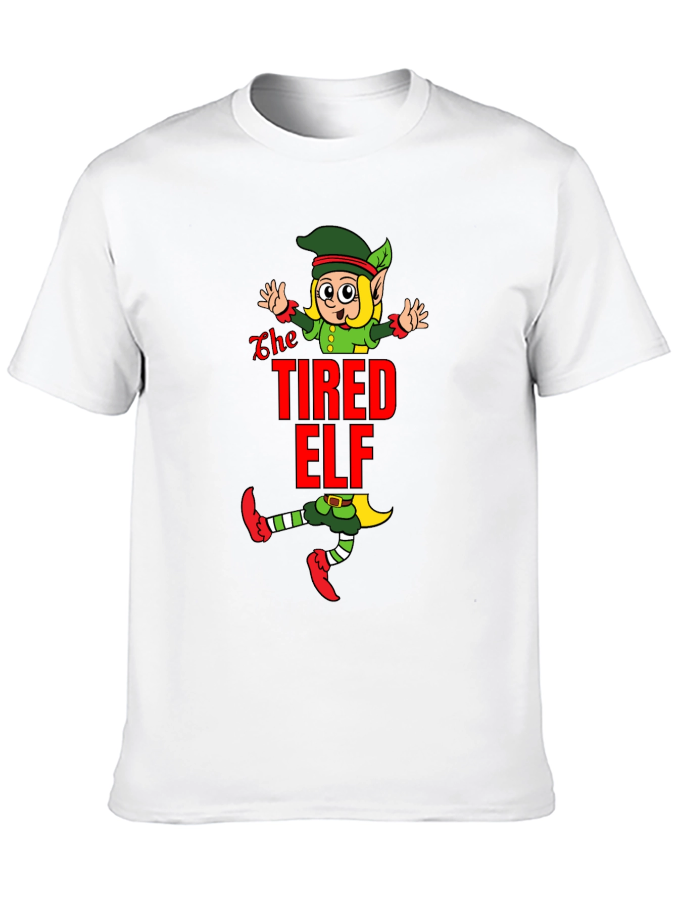 The Tired Elf Christmas T-Shirt - Funny Holiday Tee
