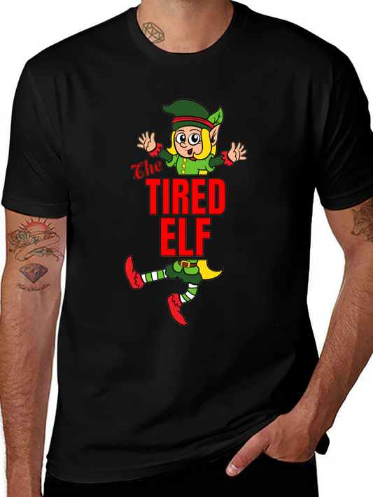 The Tired Elf Christmas T-Shirt - Funny Holiday Tee