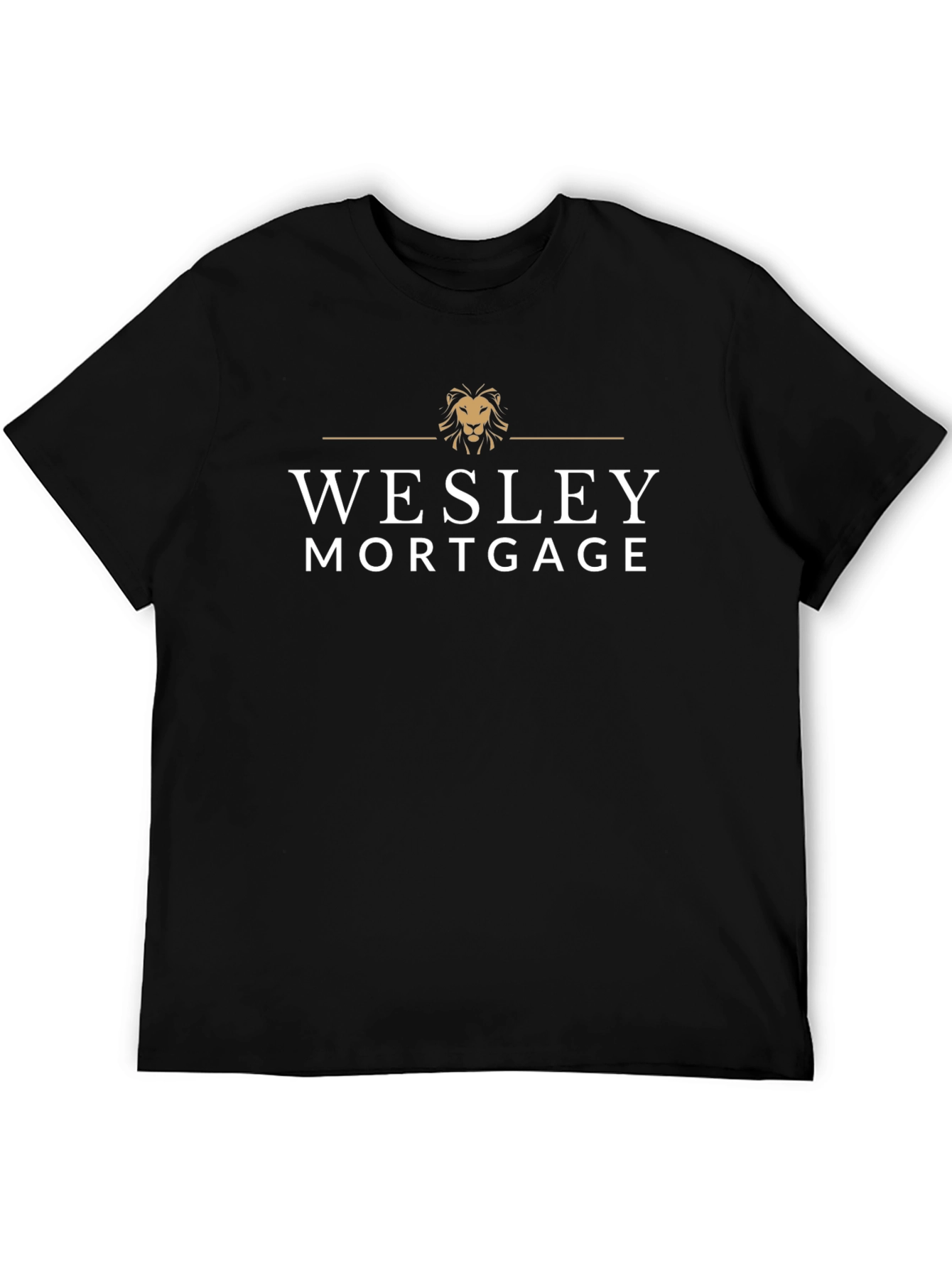 Wesley Mortgage Black T-Shirt Lion Logo