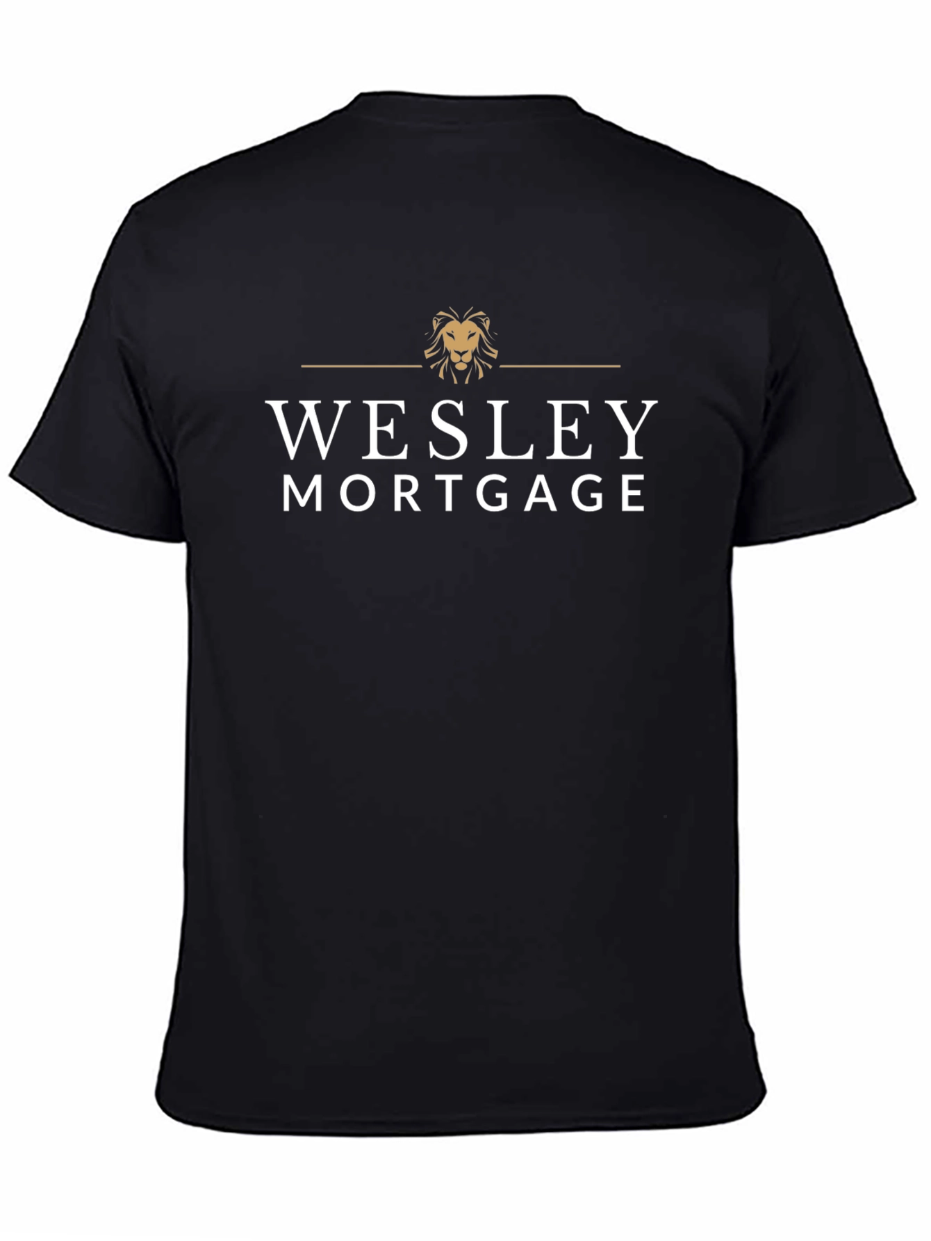 Wesley Mortgage Black T-Shirt Lion Logo