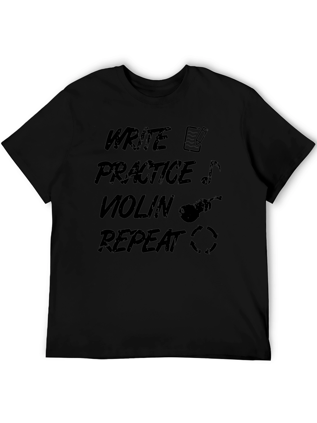 Write Practice Violin Repeat Black Graphic T-Shirt