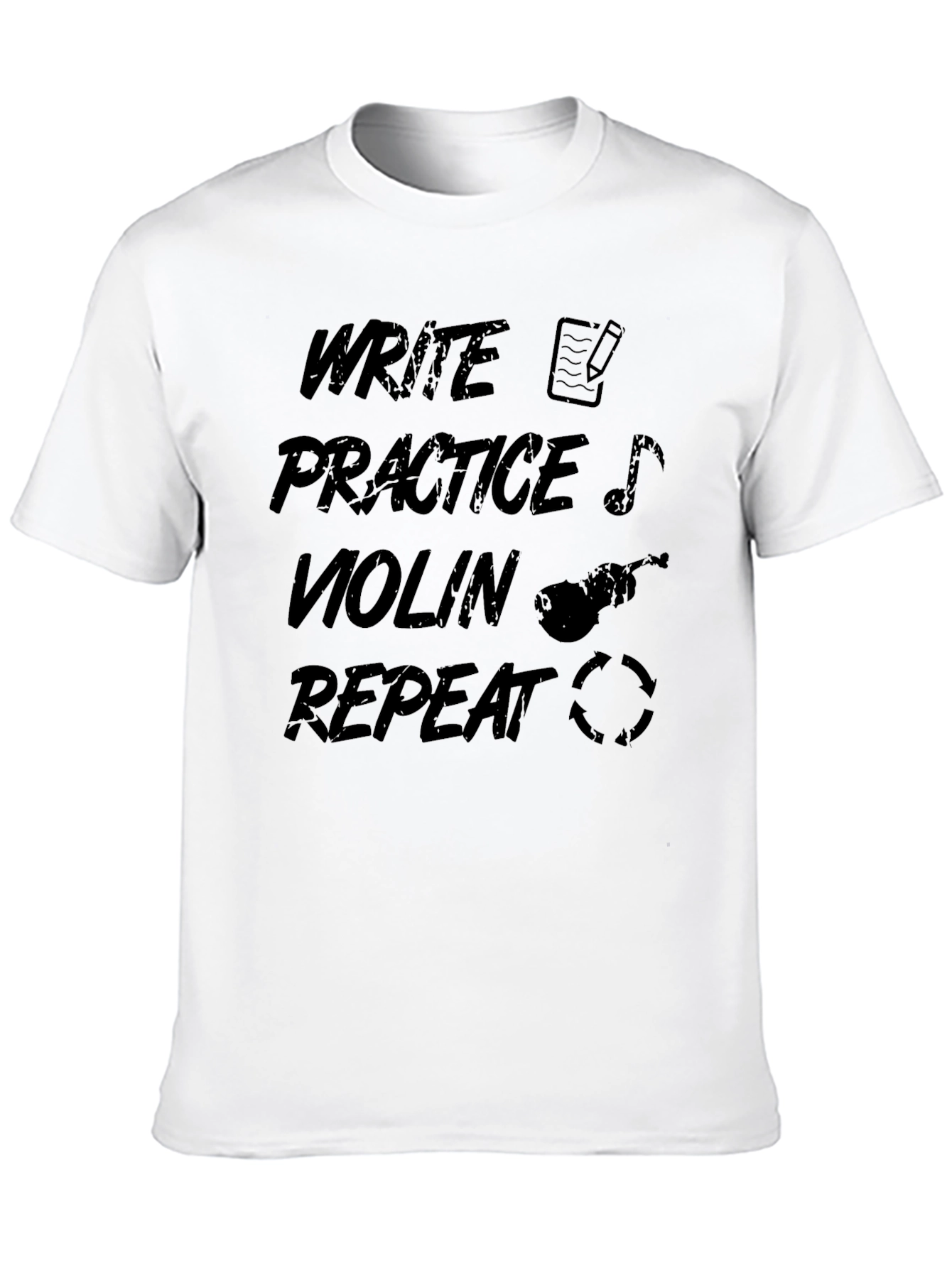Write Practice Violin Repeat Black Graphic T-Shirt
