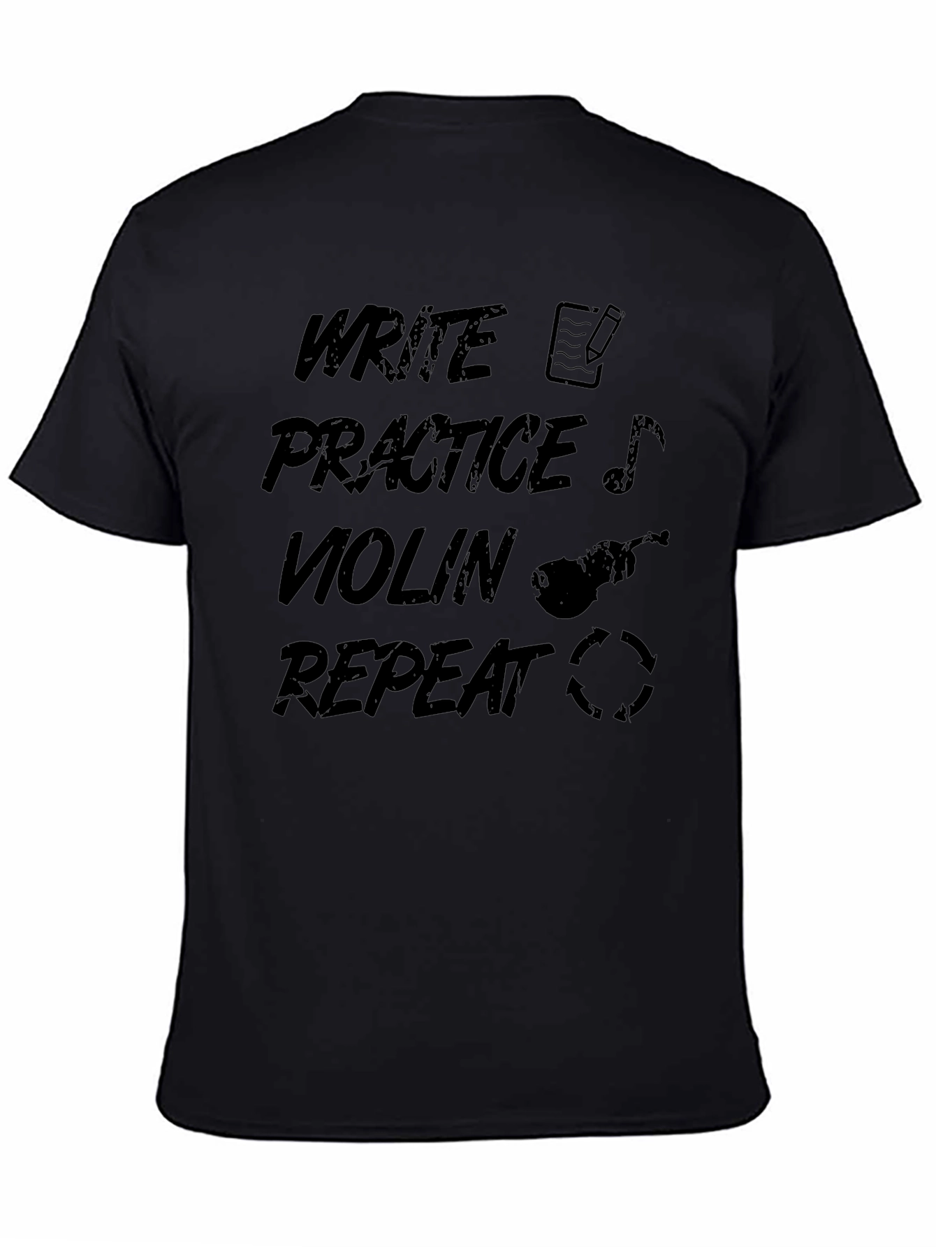 Write Practice Violin Repeat Black Graphic T-Shirt