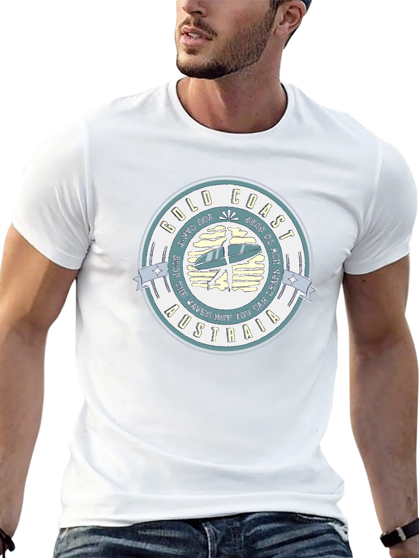 Gold Coast Australia Surfer Tee - Black