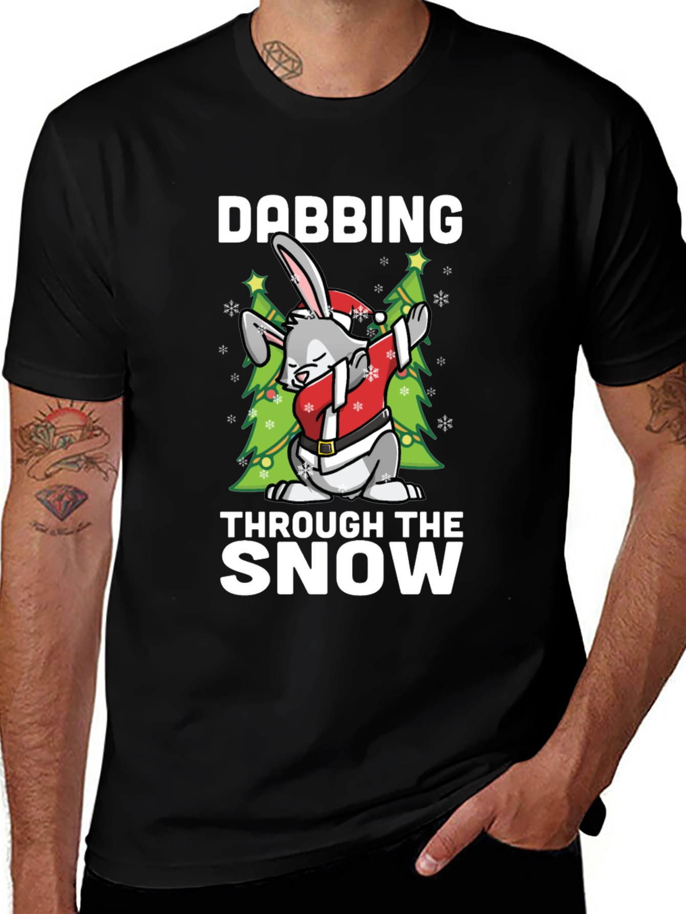 Dabbing Through The Snow Christmas Bunny T-Shirt
