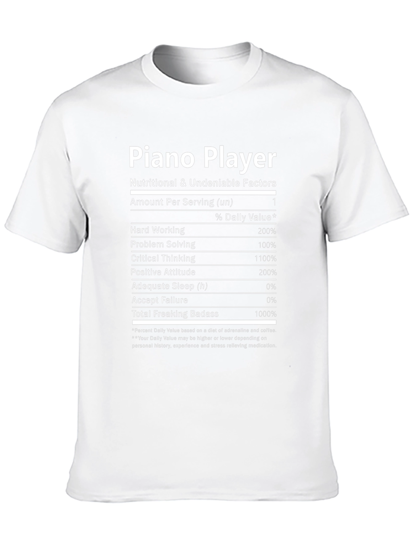 Piano Player Nutritional Facts T-Shirt