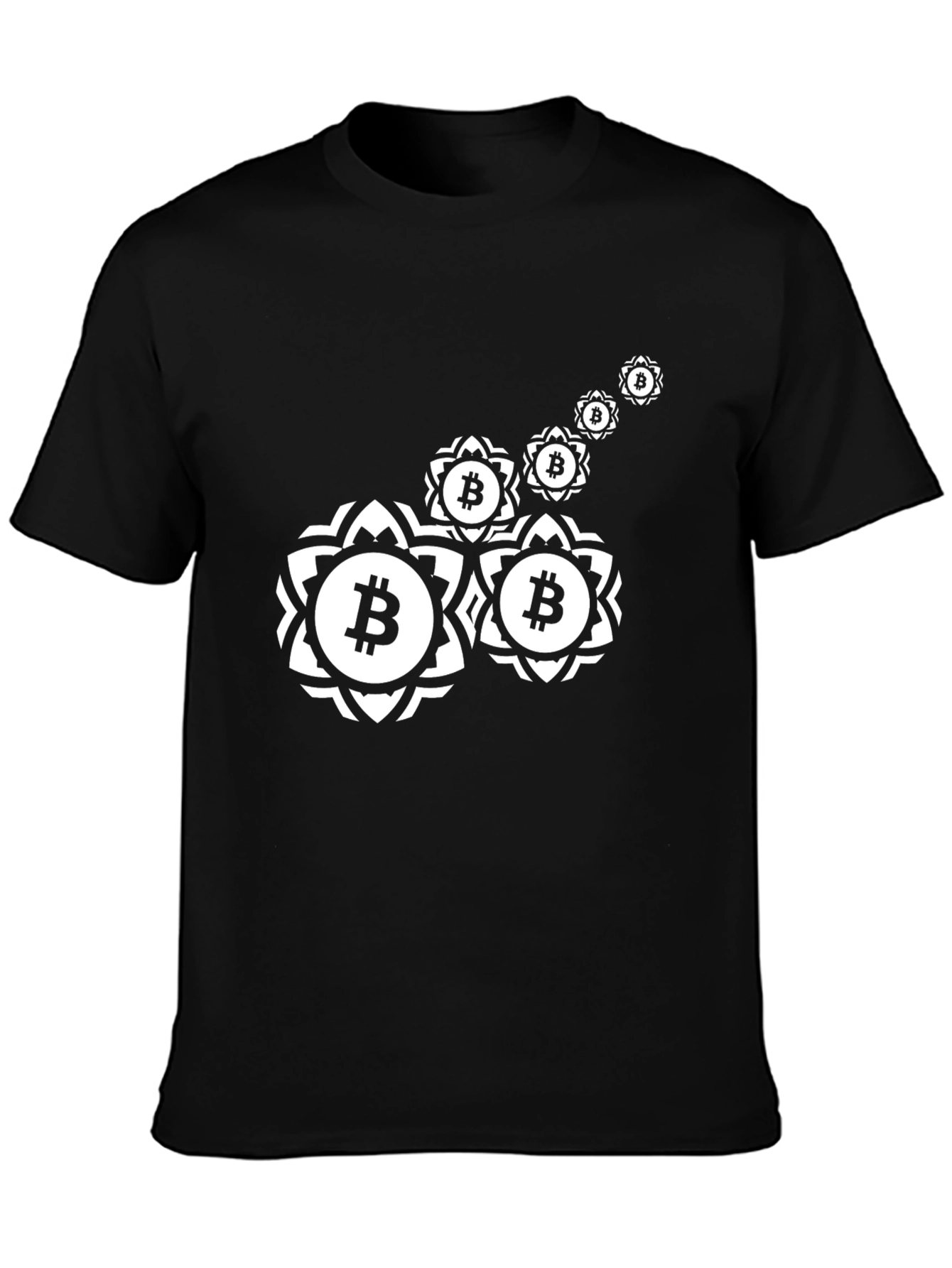 Bitcoin Floral Mandala Black T-Shirt