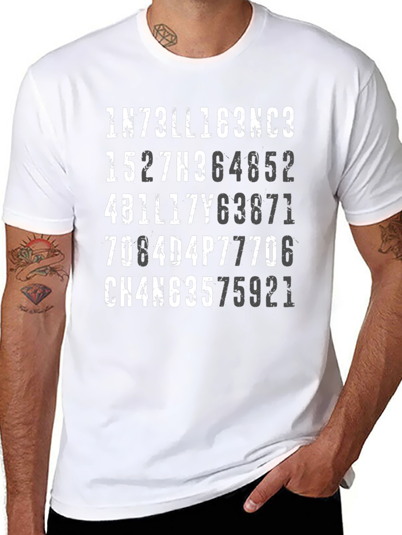 Intelligence Numerals Mens Black T-Shirt