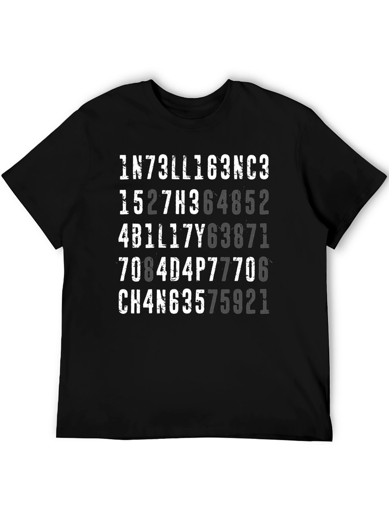 Intelligence Numerals Mens Black T-Shirt