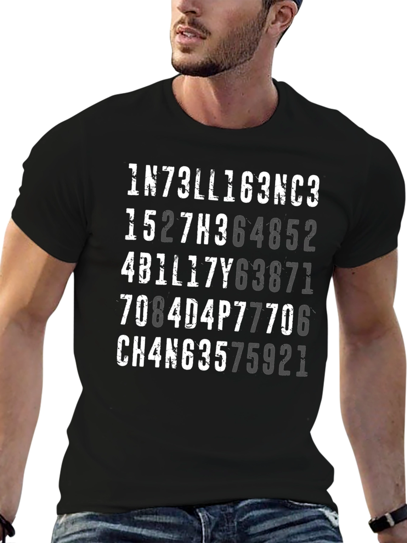 Intelligence Numerals Mens Black T-Shirt