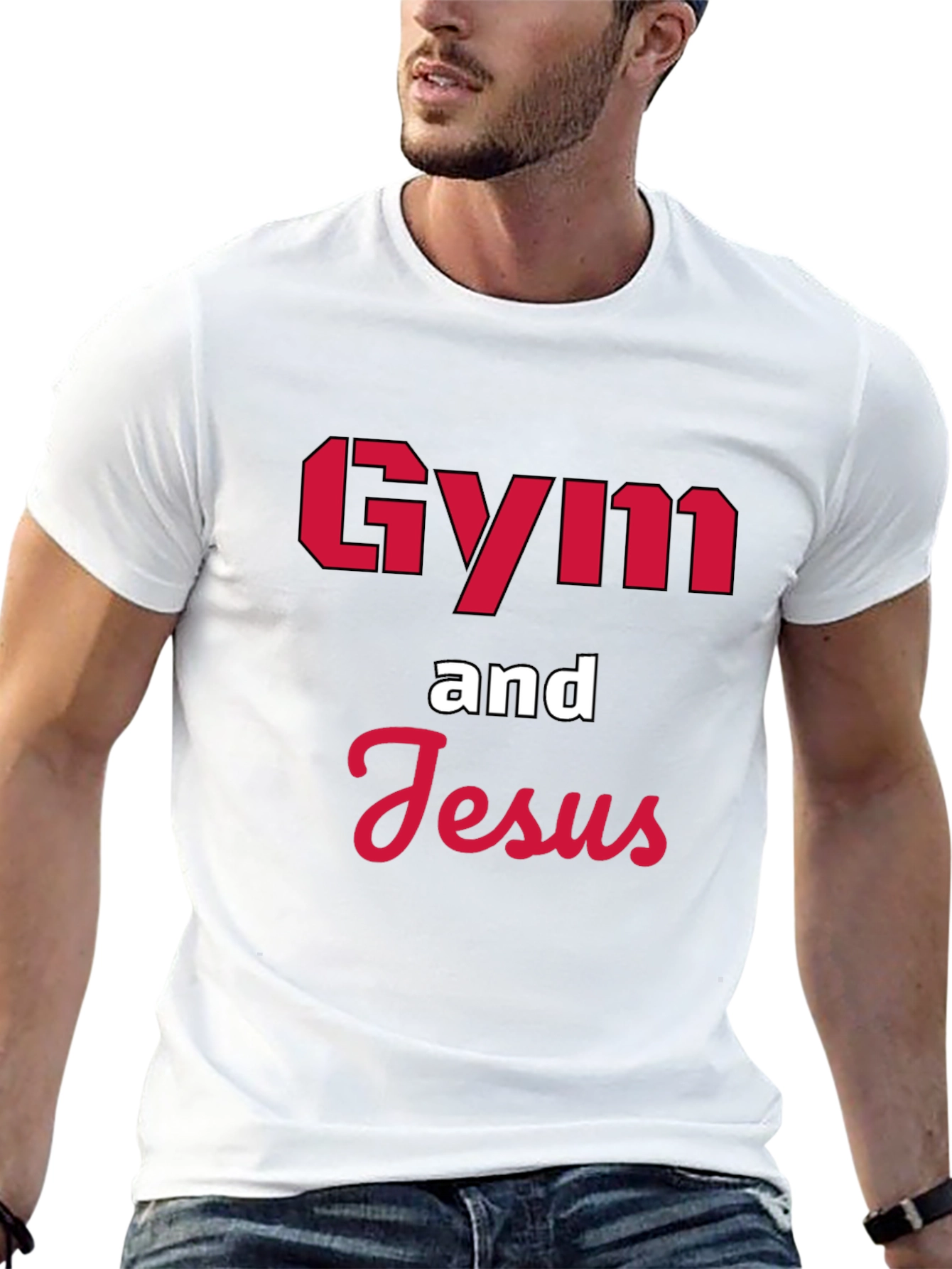 Gym and Jesus Graphic Tee - Black