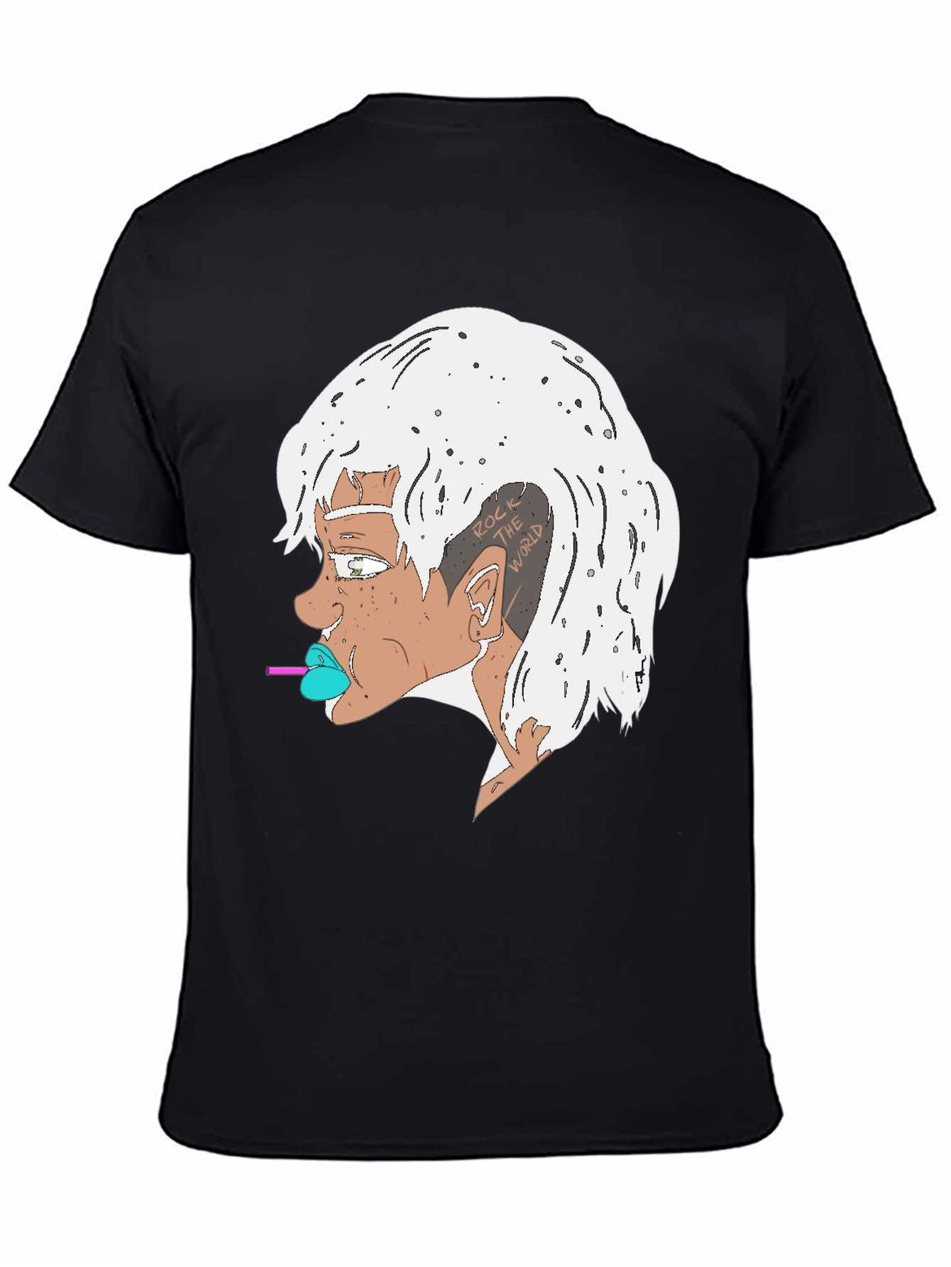 Edgy Cartoon Character Black T-Shirt