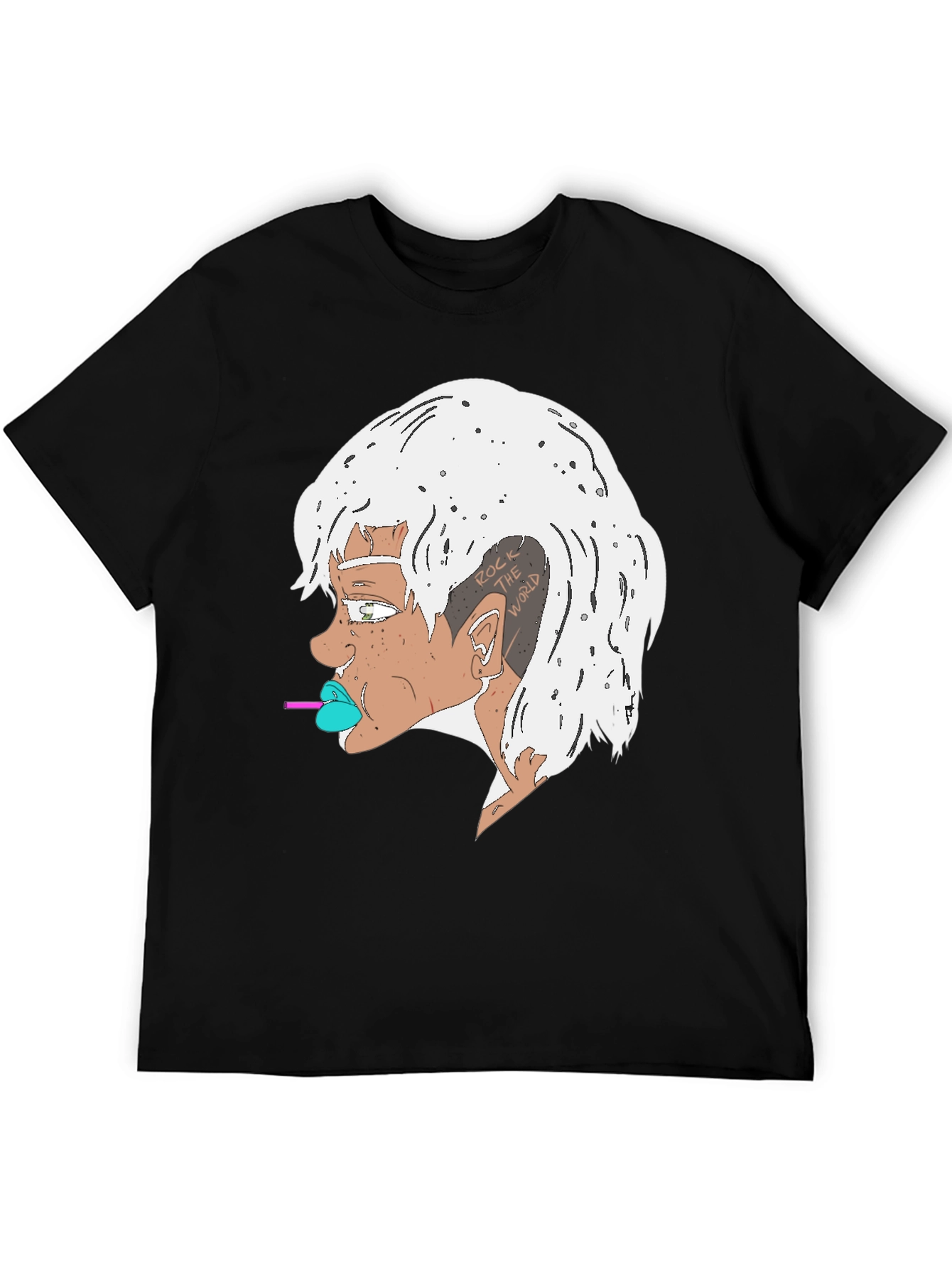 Edgy Cartoon Character Black T-Shirt
