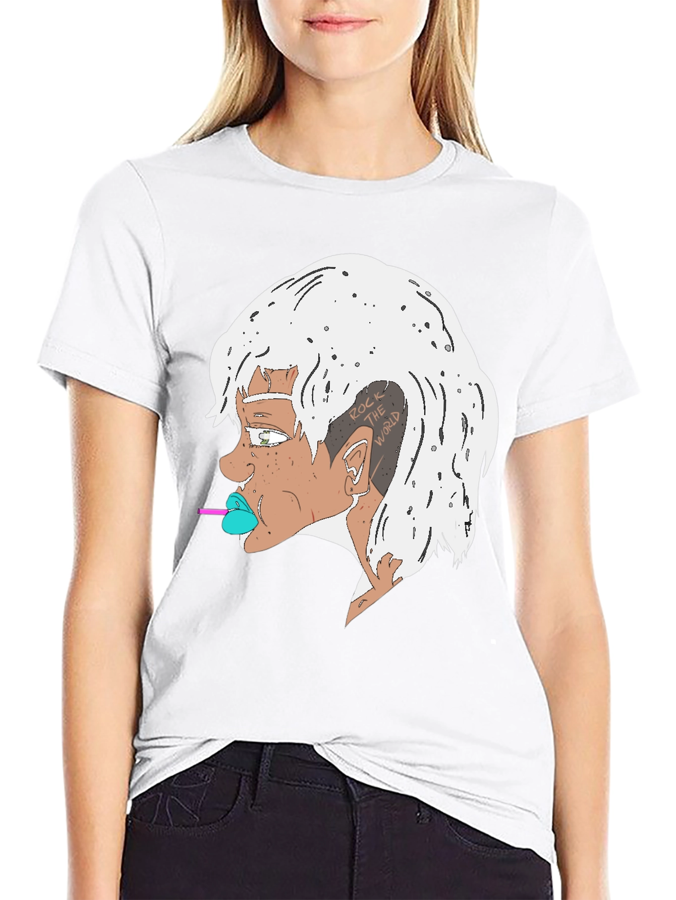 Edgy Cartoon Character Black T-Shirt