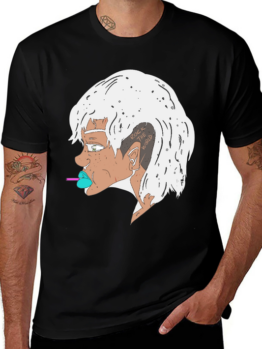 Edgy Cartoon Character Black T-Shirt